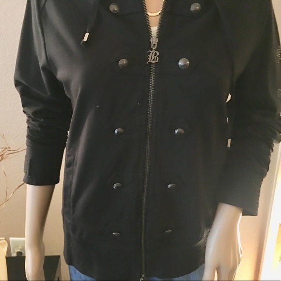 BCBG Military Style Stud & Rhinestone Hoodie - Picture 4 of 6